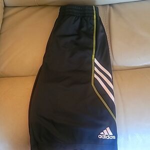 Adidas boys shorts, charcoal grey w/ white Adidas stripe